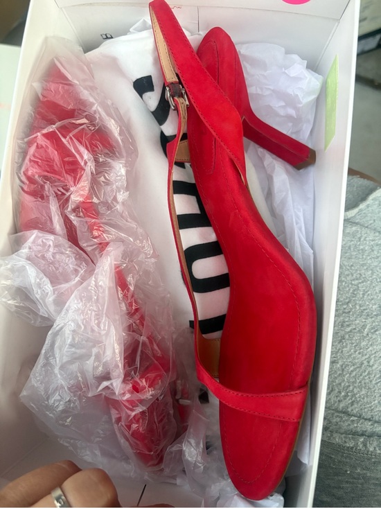 SCHUTZ Shoes - SCHUTZ Red Suede Slingback Pumps